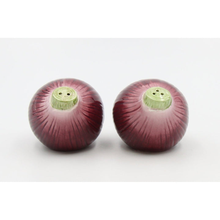 Hand Painted Ceramic Purple Onion Salt and Pepper Shakers 3 Inch Image 3