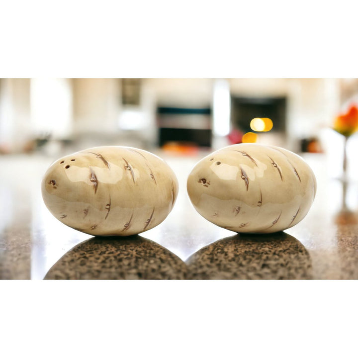 Hand Painted Ceramic Potato Salt and Pepper Shakers 3 inch Image 2