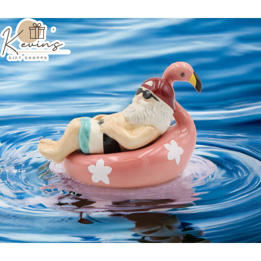 Ceramic Santa Tubing On Flamingo Salt And Pepper ShakersHome DcorKitchen Dcor, Image 1