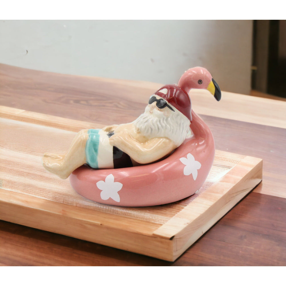 Ceramic Santa Tubing On Flamingo Salt And Pepper ShakersHome DcorKitchen Dcor, Image 2