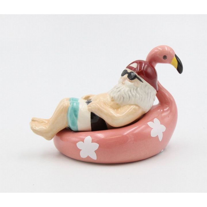 Hand Painted Ceramic Santa Flamingo Salt and Pepper Shakers 4 Inch Image 3