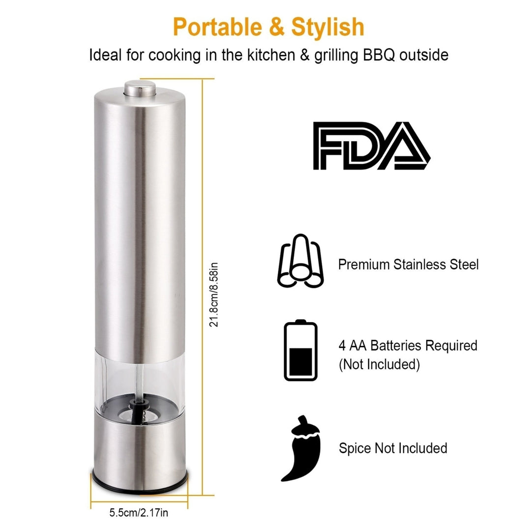 Electric Salt Pepper Grinder with Light Adjustable Coarseness Stainless Steel Salt Pepper Shaker Image 7