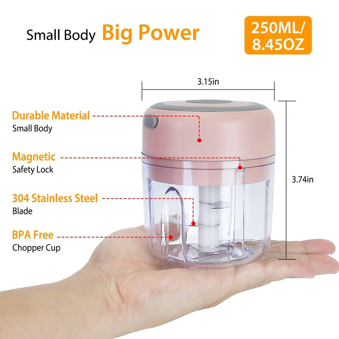 Mini Electric Garlic Chopper 8.45OZ Cordless Garlic Mincer Food Chopper Image 10