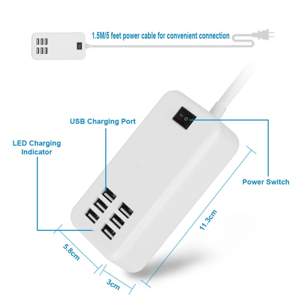 Multiport 6-USB US AC Wall Charger Image 2