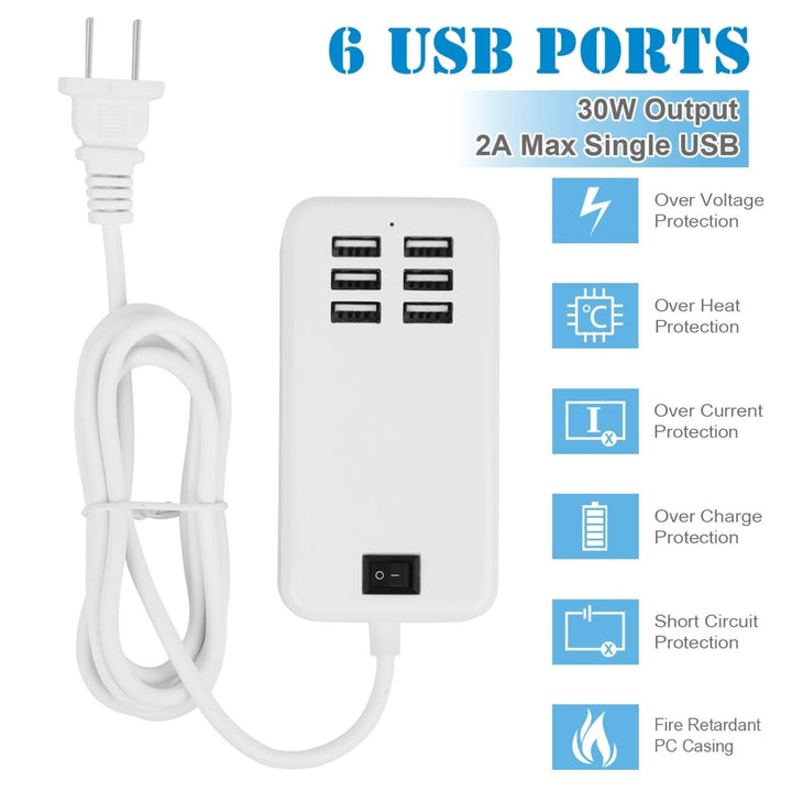 Multiport 6-USB US AC Wall Charger Image 7