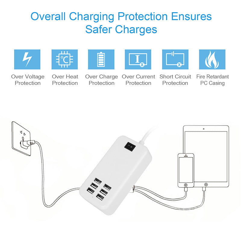 Multiport 6-USB US AC Wall Charger Image 8