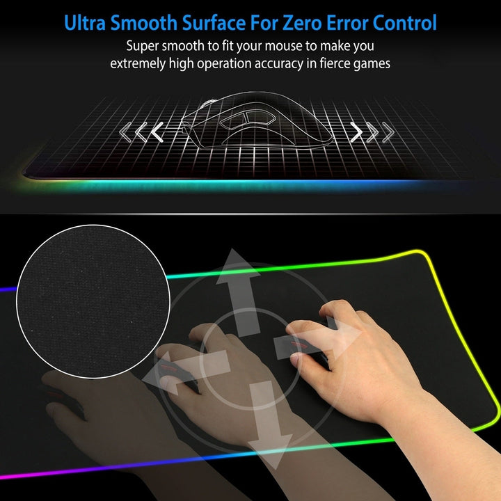 Large LED Gaming Mouse Pad RGB Computer Keyboard Mouse Mat with 10 Light Modes Non Slip Rubber Base Image 3