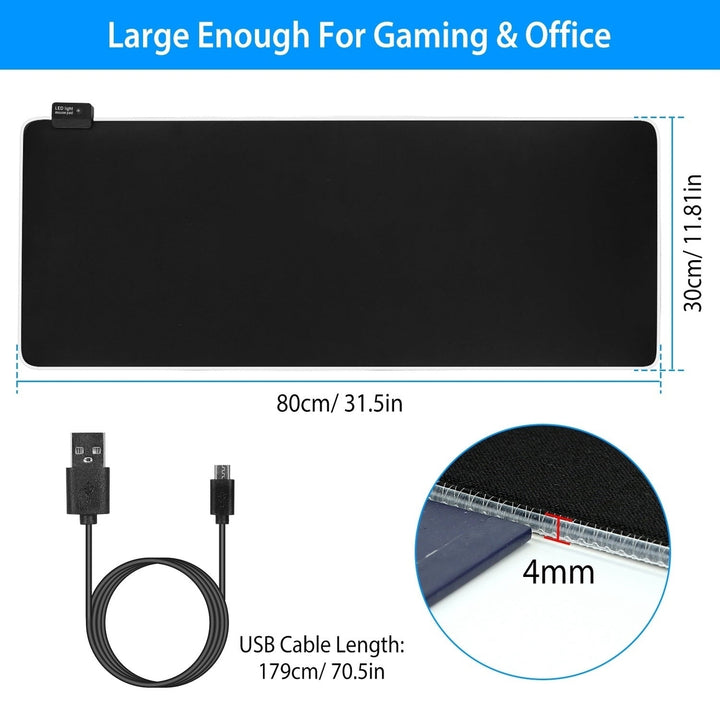 Large LED Gaming Mouse Pad RGB Computer Keyboard Mouse Mat with 10 Light Modes Non Slip Rubber Base Image 4