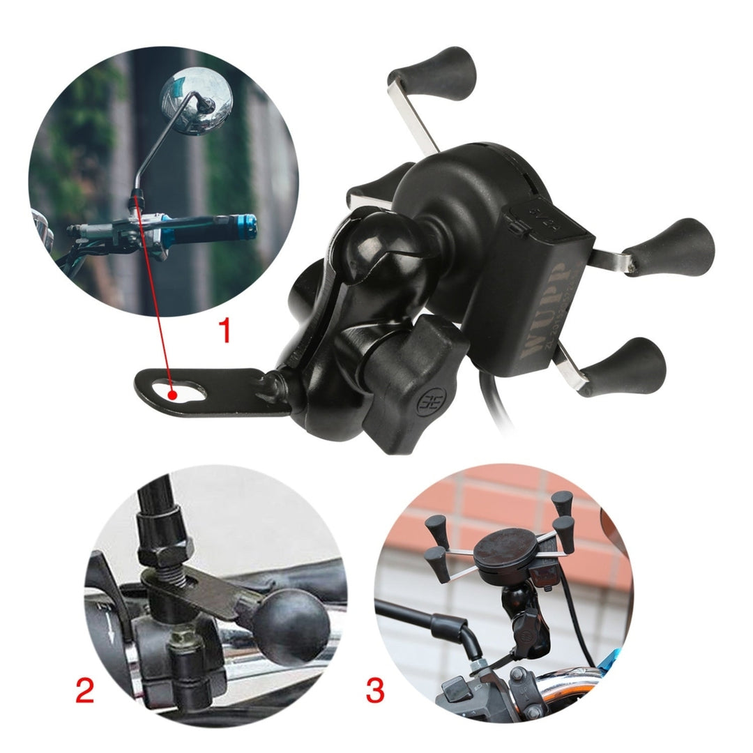 Motorcycle Handlebar Mount Holder with USB Charger for cellphones Image 11