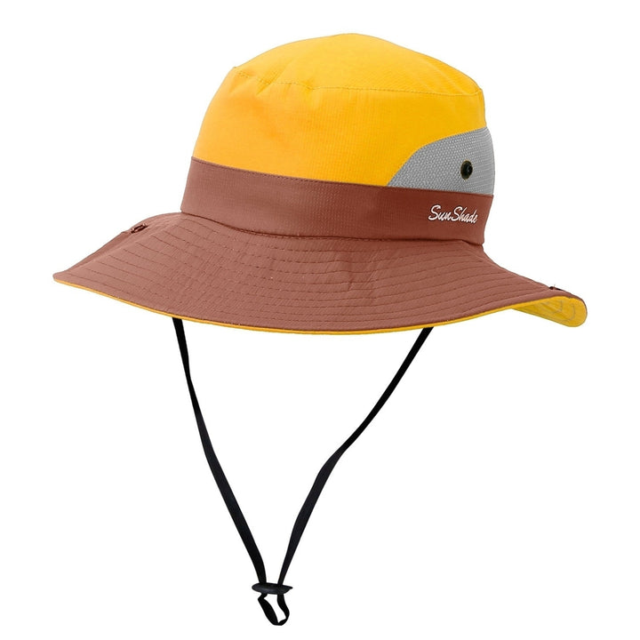 Women Summer Sun Bucket Hats Foldable UV Protection Cotton Cap Wide Brim Floppy Cap Packable Ponytail Mesh Travel Hat Image 1