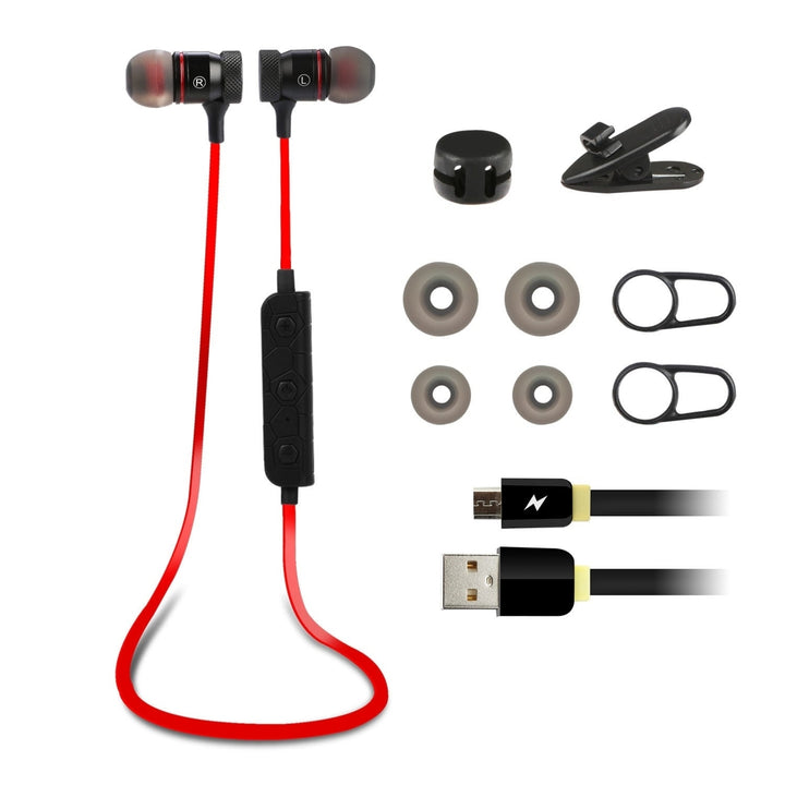 Wireless Headsets In-Ear Neckband Headphones Sweat-proof Sport Earbuds with Call Alert Number Broadcast Image 2