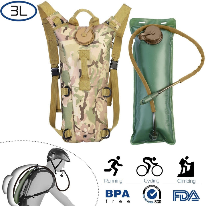 Tactical Hydration Pack 3L Water Bladder Adjustable Water Drink Backpack Image 2