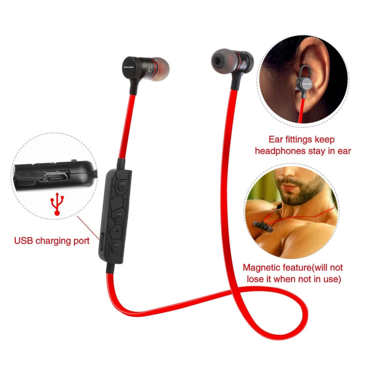 Wireless Headsets In-Ear Neckband Headphones Sweat-proof Sport Earbuds with Call Alert Number Broadcast Image 10