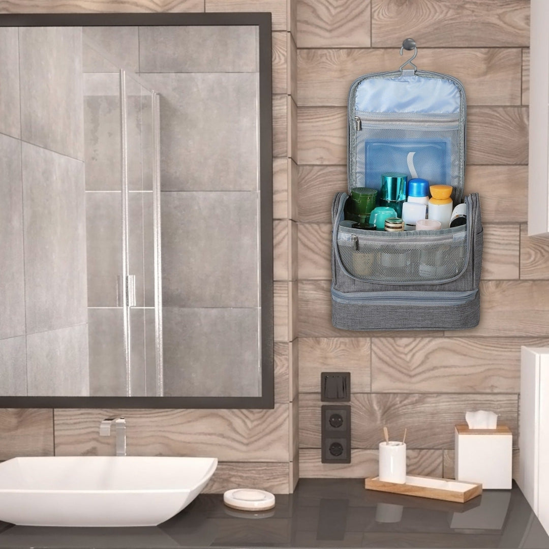 Travel Toiletry Bag Cosmetics Organizer Bag Hanging Wash Bag Waterproof Case with Handstrap Image 6