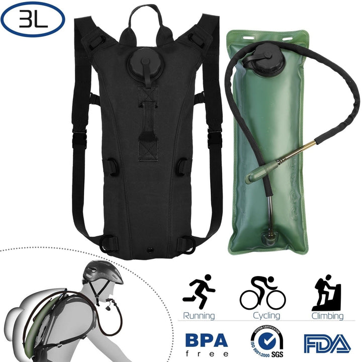 Tactical Hydration Pack 3L Water Bladder Adjustable Water Drink Backpack Image 1