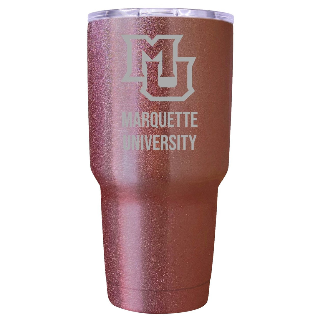 Marquette Golden Eagles Premium Laser Engraved Tumbler - 24oz Stainless Steel Insulated Mug Rose Gold Image 1