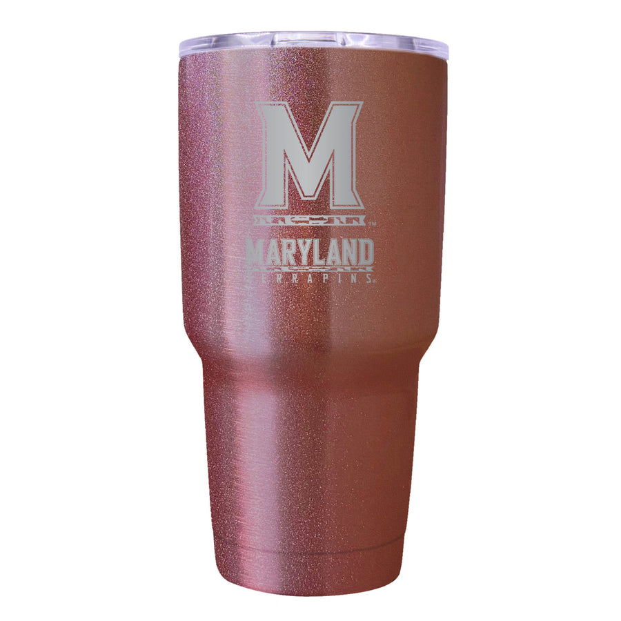 Maryland Terrapins Premium Laser Engraved Tumbler - 24oz Stainless Steel Insulated Mug Rose Gold Image 1