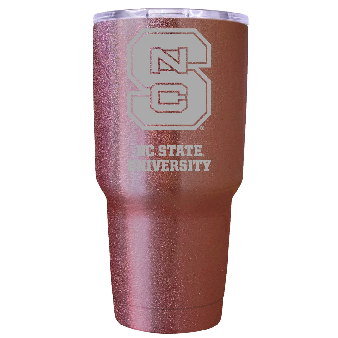 NC State Wolfpack Premium Laser Engraved Tumbler - 24oz Stainless Steel Insulated Mug Rose Gold Image 1