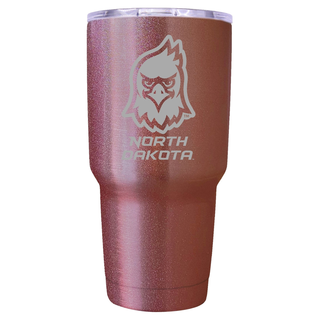 North Dakota Fighting Hawks Premium Laser Engraved Tumbler - 24oz Stainless Steel Insulated Mug Rose Gold Image 1