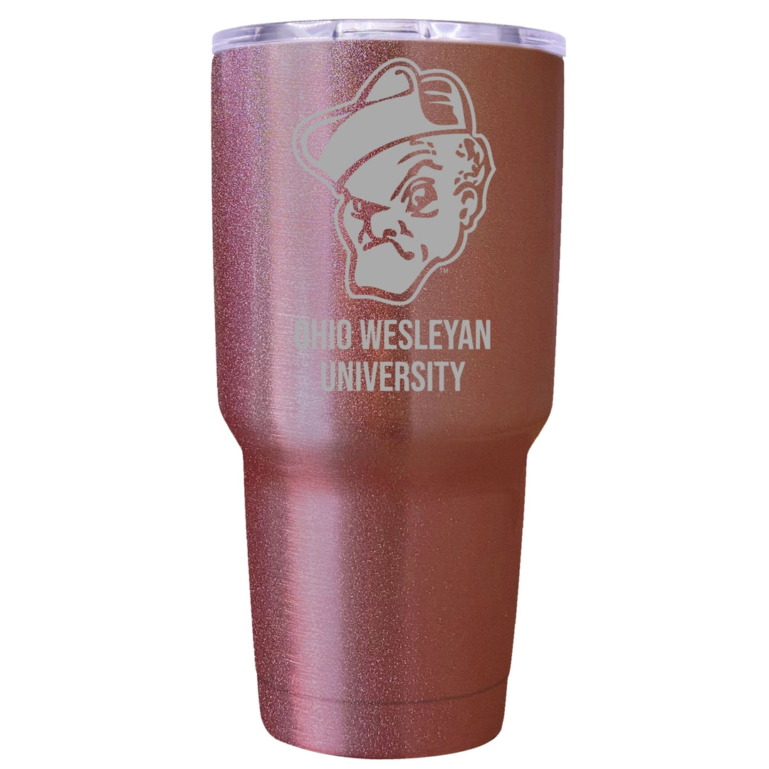 Ohio Wesleyan University Premium Laser Engraved Tumbler - 24oz Stainless Steel Insulated Mug Rose Gold Image 1