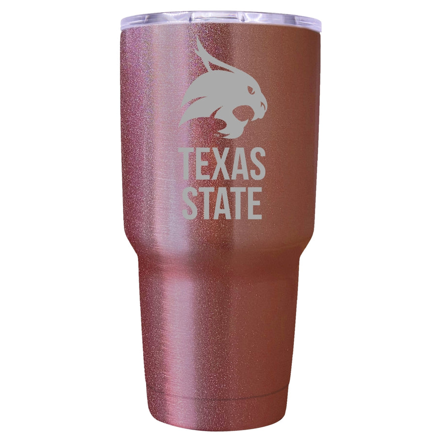 Texas State Bobcats Premium Laser Engraved Tumbler - 24oz Stainless Steel Insulated Mug Rose Gold Image 1