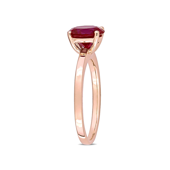 2 3/8 Carat (ctw) Lab Created Ruby Solitaire Ring in 10K Rose Pink Gold Image 2