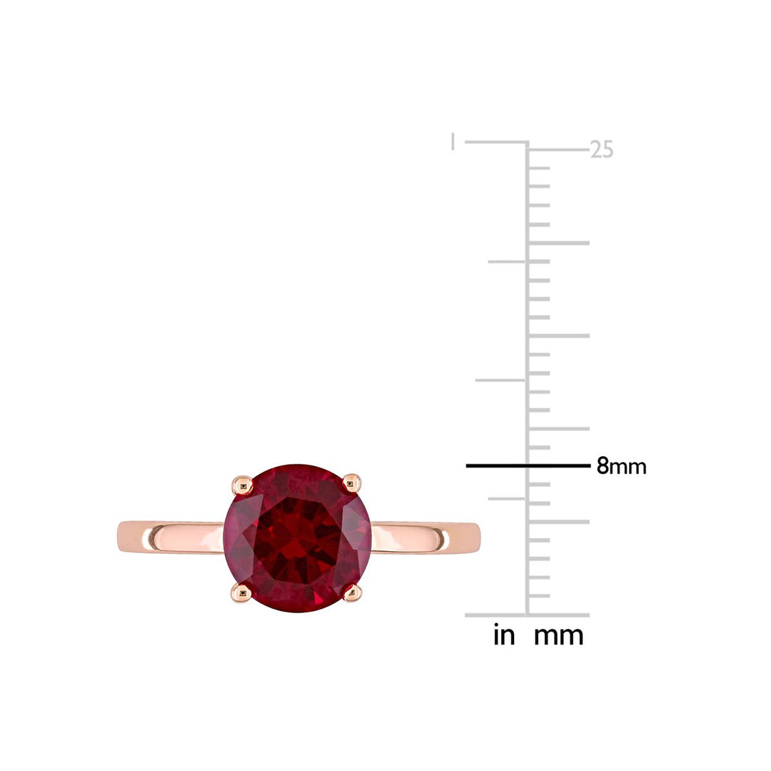 2 3/8 Carat (ctw) Lab Created Ruby Solitaire Ring in 10K Rose Pink Gold Image 3