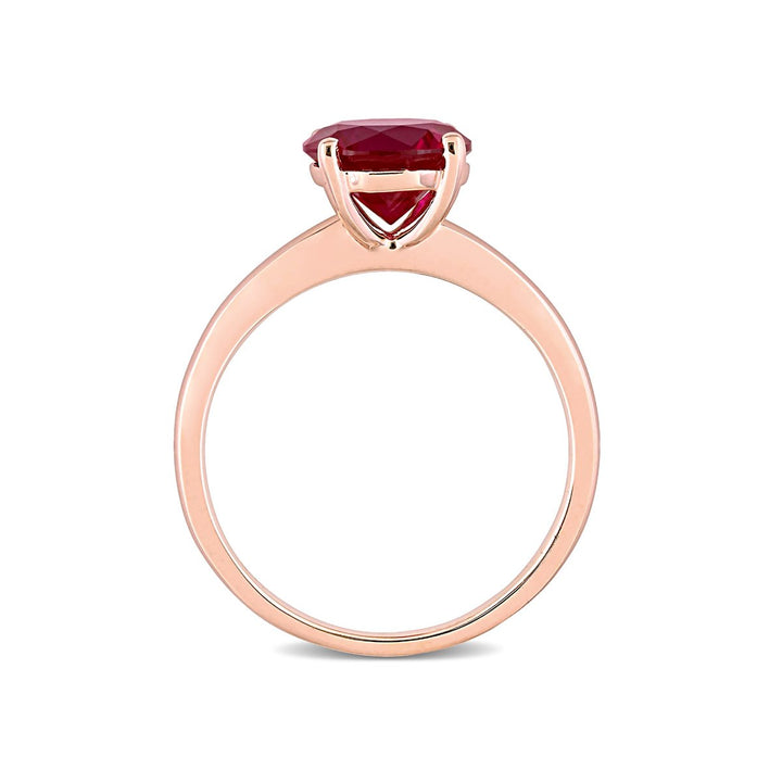 2 3/8 Carat (ctw) Lab Created Ruby Solitaire Ring in 10K Rose Pink Gold Image 4