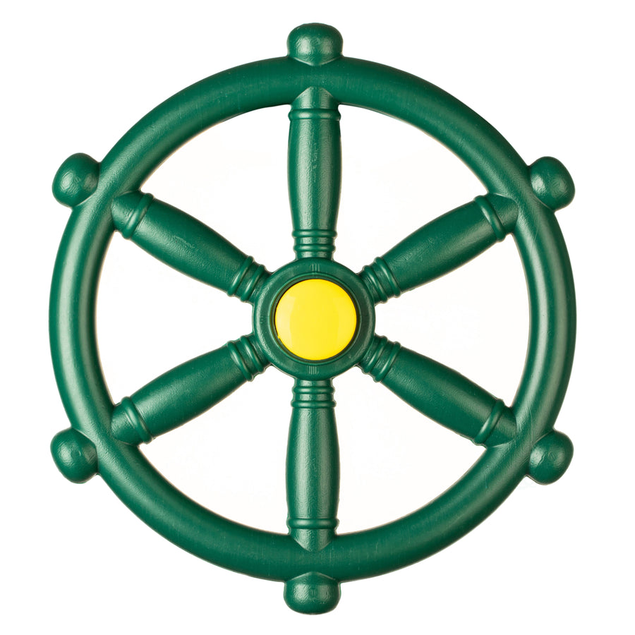 Green and Yellow Outdoor Playground Captain Pirate Ship Wheel, Plastic Playground Swing Set Accessories Steering Wheel Image 1