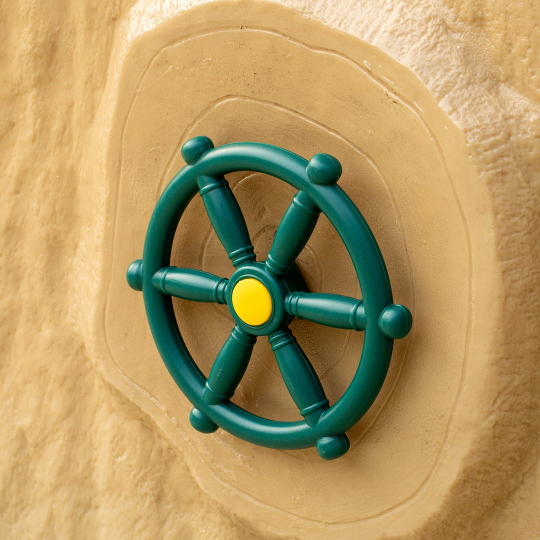 Green Yellow Plastic Pirate Ship Wheel 11.75" Outdoor Playground Swing Set Accessory Image 4