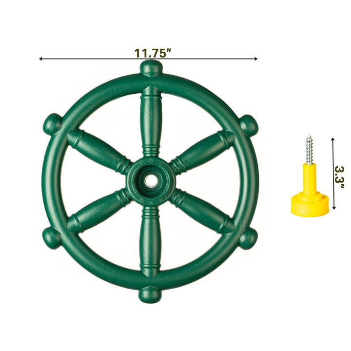 Green Yellow Plastic Pirate Ship Wheel 11.75" Outdoor Playground Swing Set Accessory Image 6