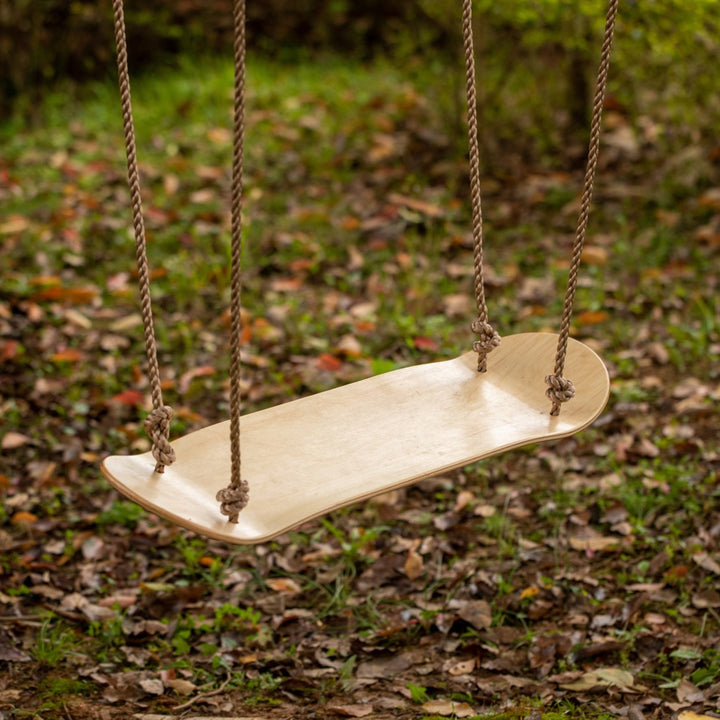 Kids Natural Wooden Skateboard Swing Adjustable Patio Tree Swing 31x8x63 Inch Image 4