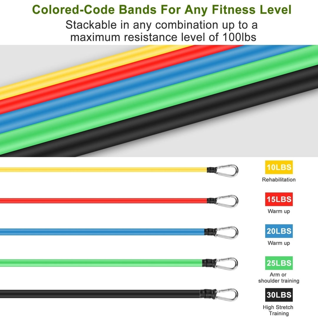 11Pcs Resistance Bands Set Fitness Workout Tubes Exercise Tube Bands Up to 100lbs Image 4