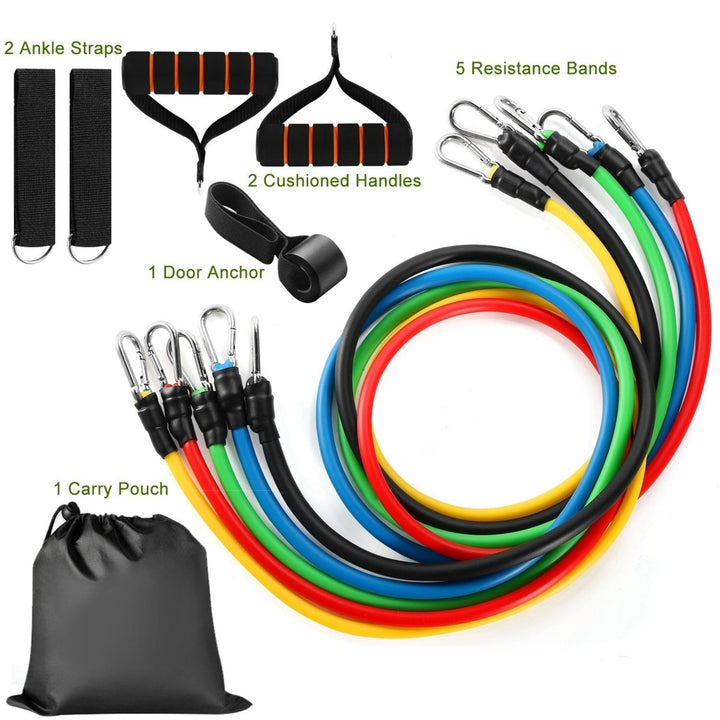 11Pcs Resistance Bands Set Fitness Workout Tubes Exercise Tube Bands Up to 100lbs Image 12