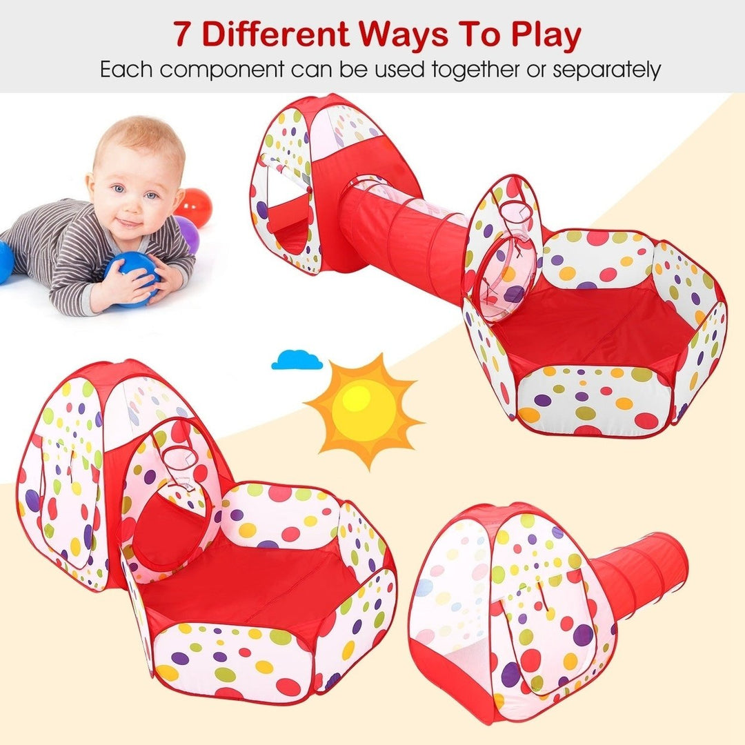 3 In 1 Child Crawl Tunnel Tent Kids Play Tent Ball Pit Set Foldable Children Play House Pop-up Kids Tent Image 4