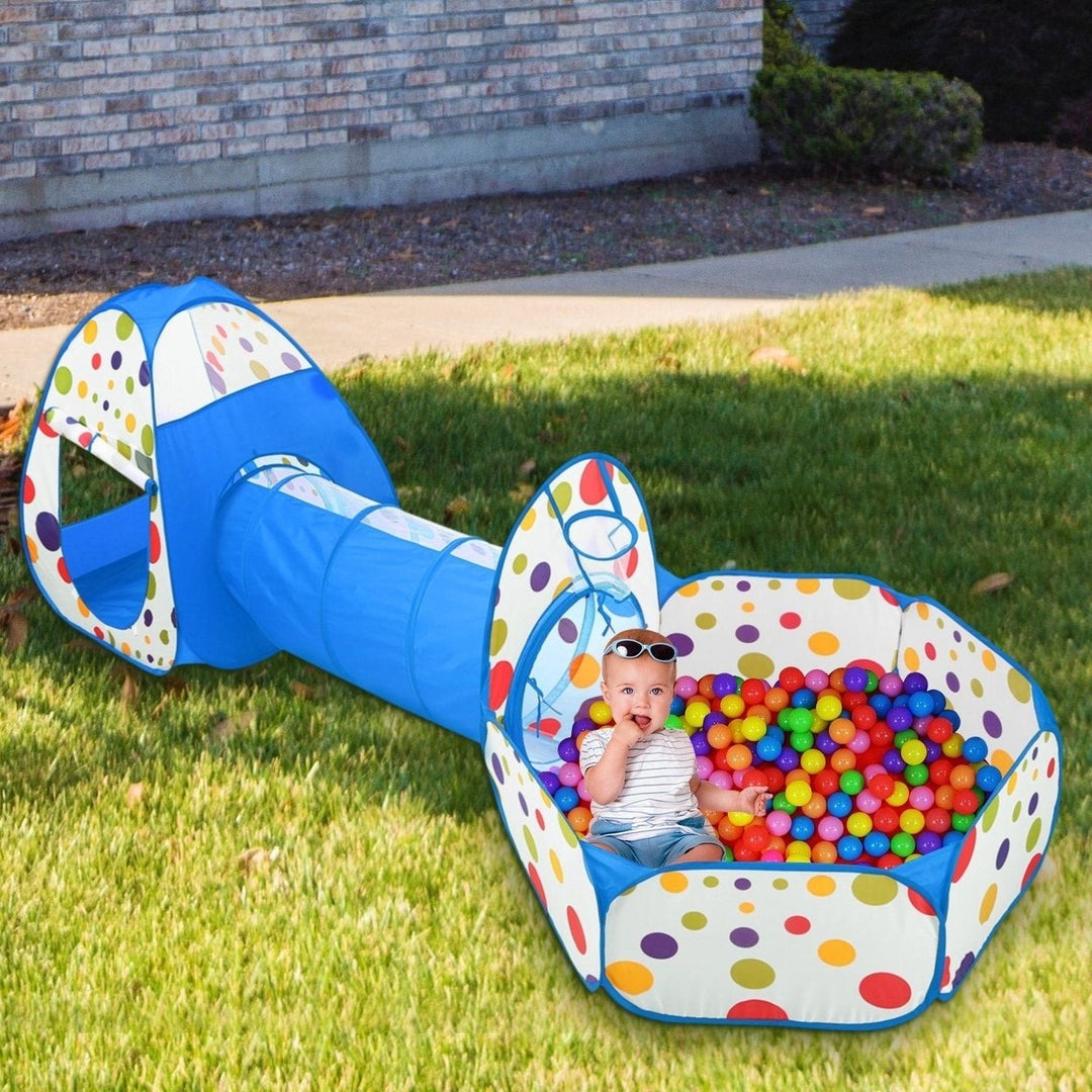 3 In 1 Child Crawl Tunnel Tent Kids Play Tent Ball Pit Set Foldable Children Play House Pop-up Kids Tent Image 8