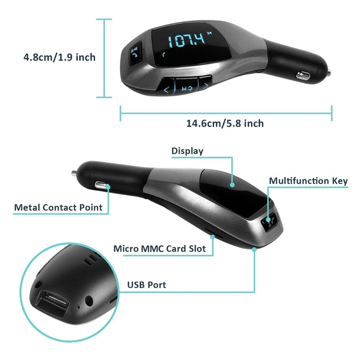 Car FM Wireless Transmitter USB Charge Hands-free Call MP3 Player Image 10