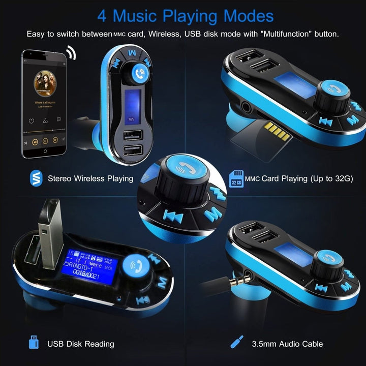 Car Wireless FM Transmitter Dual USB Charger Hands-free Call MP3 Player Aux-in LED Display Remote Controller Image 2