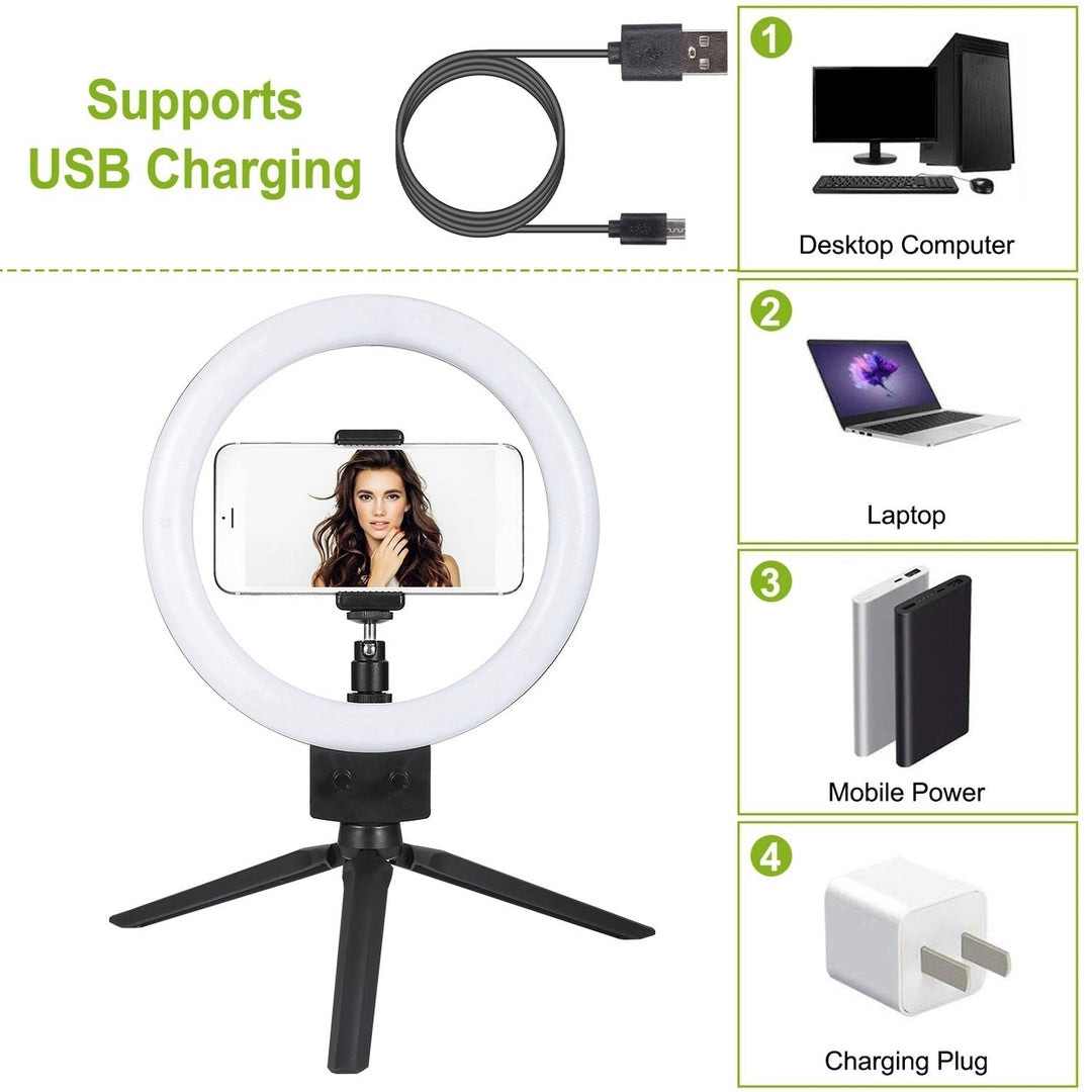 9" Dimmable LED Circle Light with Tripod Phone Selfie Camera Studio Photo Video Makeup Lamp Image 6