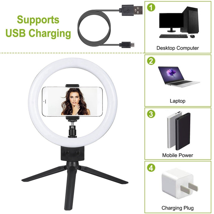9" Dimmable LED Circle Light with Tripod Phone Selfie Camera Studio Photo Video Makeup Lamp Image 6