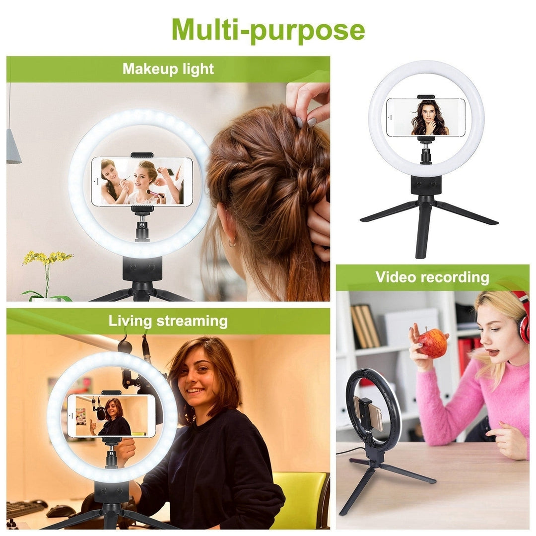 9" Dimmable LED Circle Light with Tripod Phone Selfie Camera Studio Photo Video Makeup Lamp Image 9