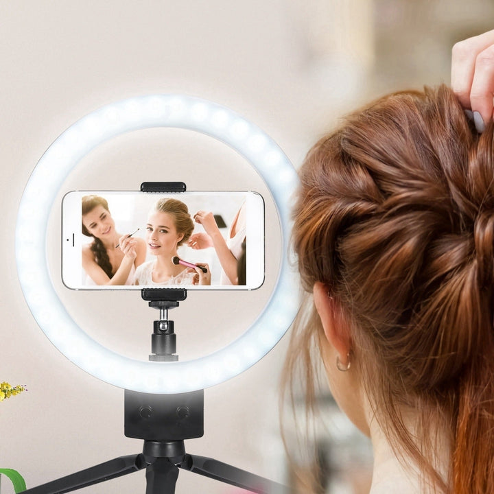9" Dimmable LED Circle Light with Tripod Phone Selfie Camera Studio Photo Video Makeup Lamp Image 10