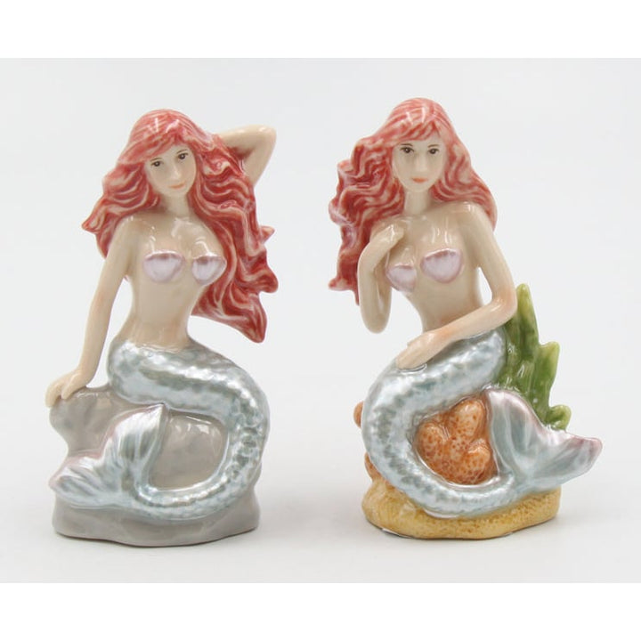 Hand Painted Ceramic Mermaid Salt and Pepper Shakers Image 2