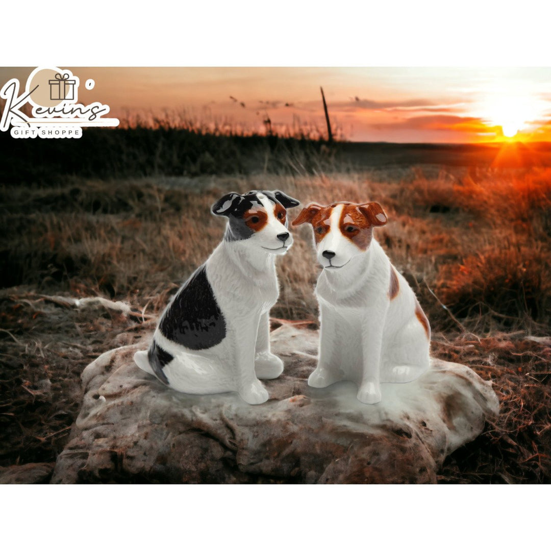 Jack Russel Dog Ceramic Salt and Pepper Shakers 2.6"x1.6" Gift Image 1