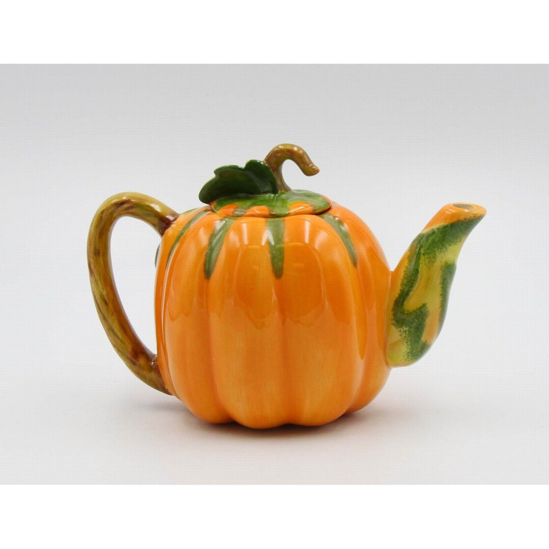 Ceramic Pumpkin Teapot 26oz Hand Painted Perfect Gift for Pumpkin Lovers Image 3