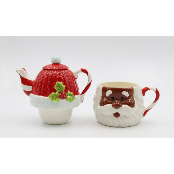 Ceramic African American Christmas Santa Tea For One 11oz Mug 15oz Pot Decor Image 3