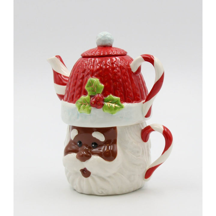 Ceramic African American Christmas Santa Tea For One 11oz Mug 15oz Pot Decor Image 4