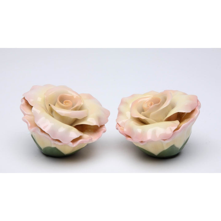 Handcrafted Ceramic Rose Flower Salt and Pepper Shakers Image 3