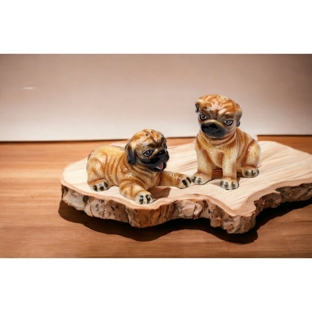 Ceramic Pug Dog Salt and Pepper Shakers Small Home Gift for Pet Lovers Image 2