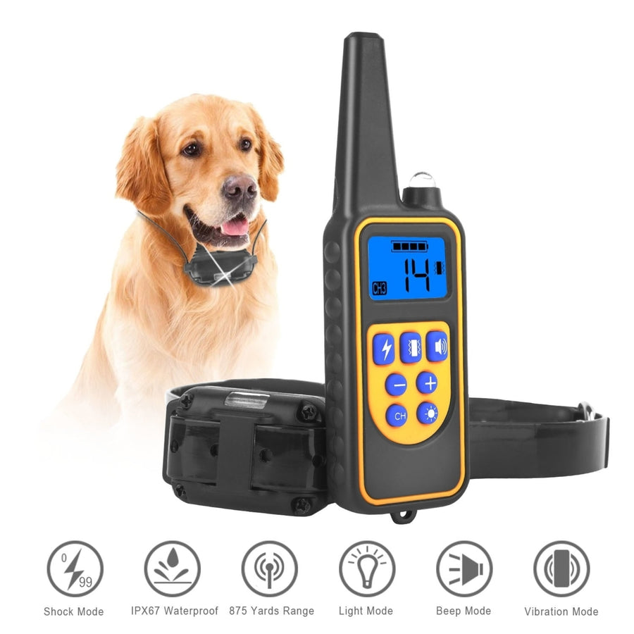 Dog Training Collar IP67 Waterproof Pet Trainer 300mAh Rechargeable 875 Yard Remote Control 4 Modes Image 1